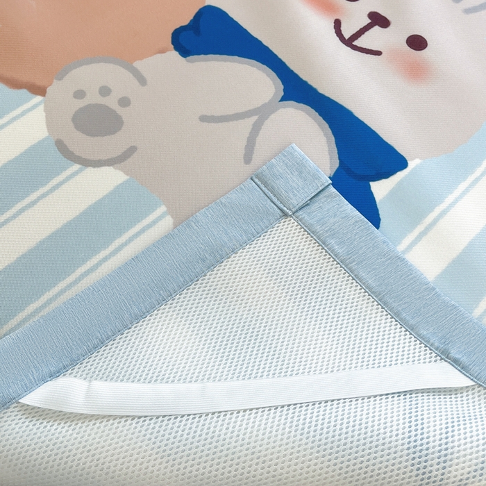 91家纺网 家纺一手货源 找家纺 博雅 2025新款miiiiichan正版权A类大版数码印花1200D冰丝凉席席子 樱桃小熊