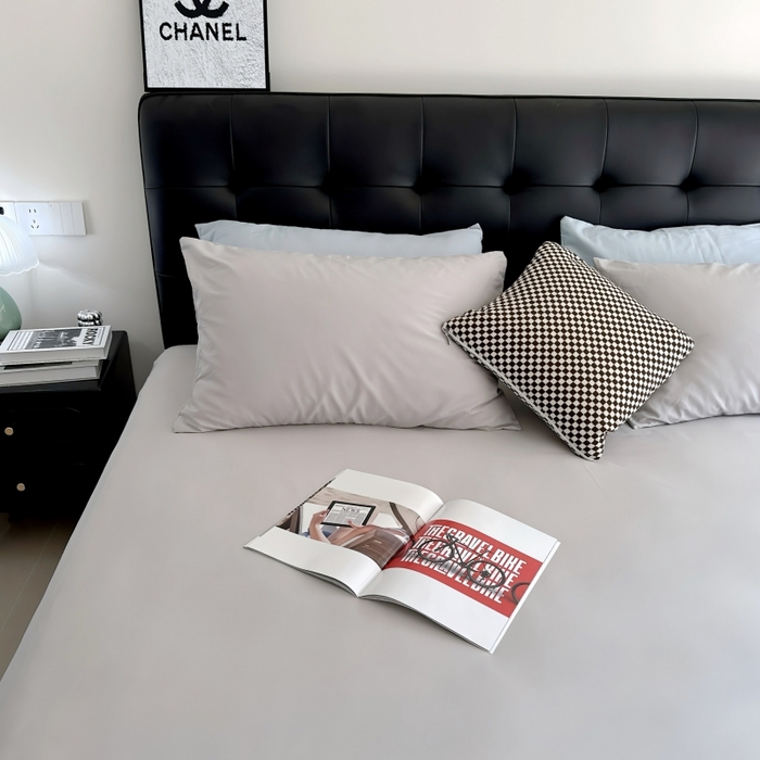 91家纺网 家纺一手货源 找家纺 （总）兜米家居 2025新款亚朵星球同款简约纯色全棉床笠床罩＋枕套