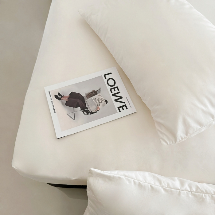 91家纺网 家纺一手货源 找家纺 兜米家居 2025新款亚朵星球同款简约纯色全棉床笠床罩＋枕套 生椰姜茶