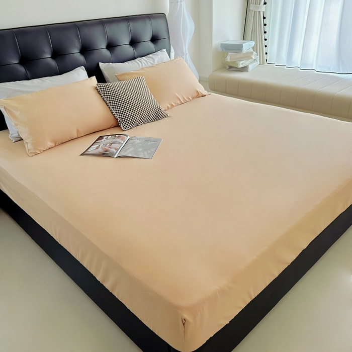 91家纺网 家纺一手货源 找家纺 （总）兜米家居 2025新款亚朵星球同款简约纯色全棉床笠床罩＋枕套