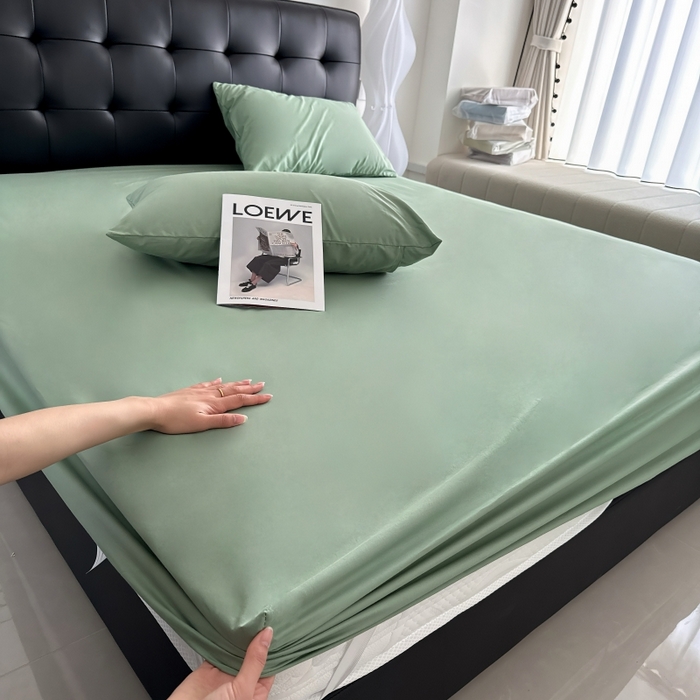 91家纺网 家纺一手货源 找家纺 （总）兜米家居 2025新款亚朵星球同款简约纯色全棉床笠床罩＋枕套