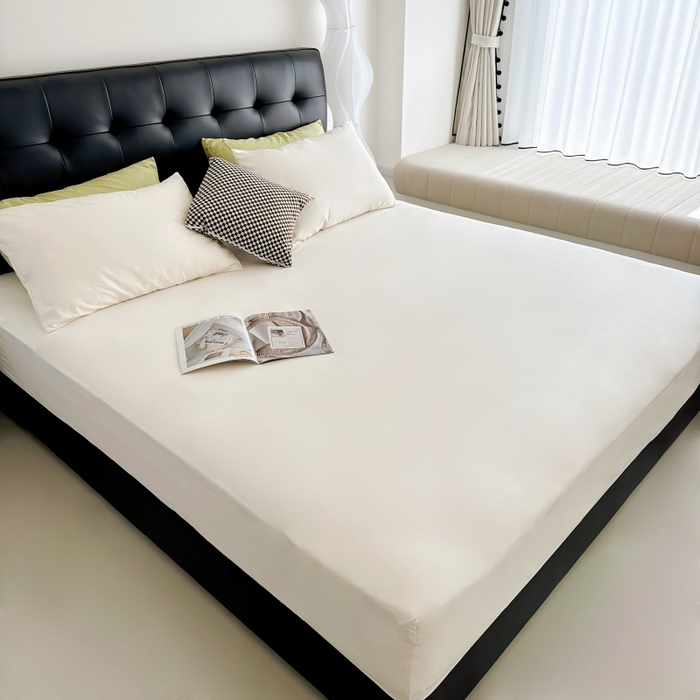 91家纺网 家纺一手货源 找家纺 兜米家居 2025新款亚朵星球同款简约纯色全棉床笠床罩＋枕套 生椰姜茶