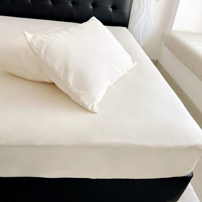 91家纺网 家纺一手货源 找家纺 兜米家居 2025新款亚朵星球同款简约纯色全棉床笠床罩＋枕套 生椰姜茶