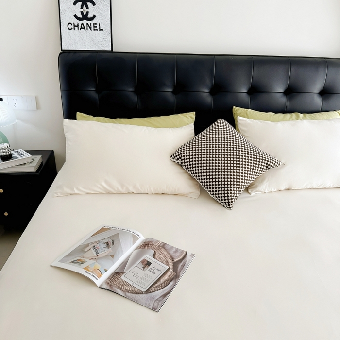 91家纺网 家纺一手货源 找家纺 兜米家居 2025新款亚朵星球同款简约纯色全棉床笠床罩＋枕套 生椰姜茶