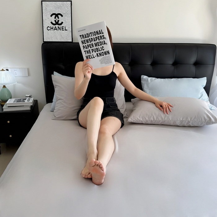 91家纺网 家纺一手货源 找家纺 兜米家居 2025新款亚朵星球同款简约纯色全棉床笠床罩＋枕套 薄雾灰