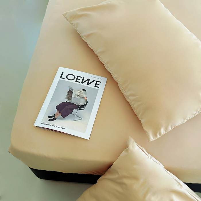 91家纺网 家纺一手货源 找家纺 兜米家居 2025新款亚朵星球同款简约纯色全棉床笠床罩＋枕套 伯爵姜茶