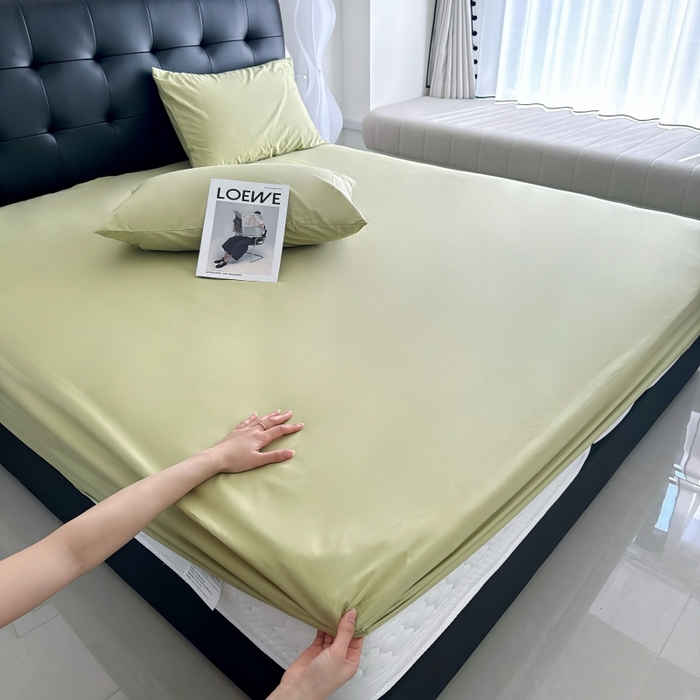 91家纺网 家纺一手货源 找家纺 （总）兜米家居 2025新款亚朵星球同款简约纯色全棉床笠床罩＋枕套