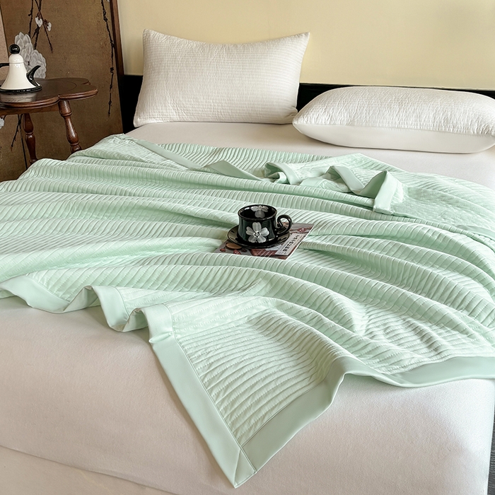 91家纺网 家纺一手货源 找家纺 （总）金艾草 2025新款冰丝绸夏凉被