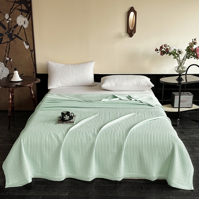 91家纺网 家纺一手货源 找家纺 （总）金艾草 2025新款冰丝绸夏凉被