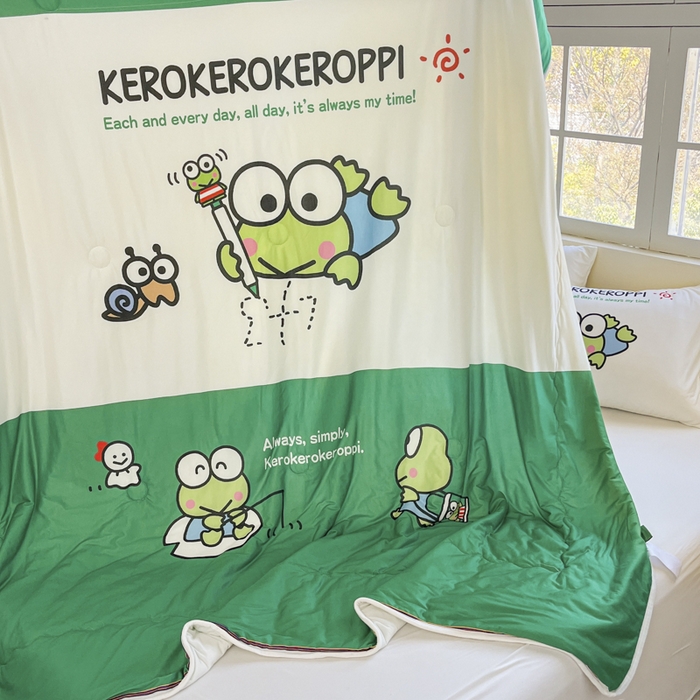 91家纺网 家纺一手货源 找家纺 花满路 2025新款儿童针织棉夏被-大床图 大眼蛙