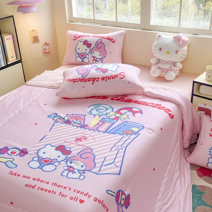 91家纺网 家纺一手货源 找家纺 花满路 2025新款儿童针织棉夏被-大床图 KT伙伴