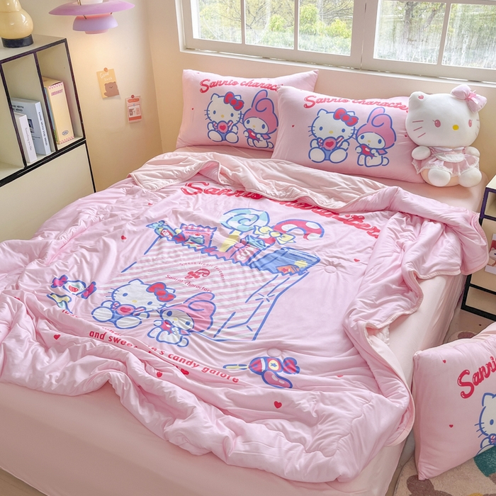 91家纺网 家纺一手货源 找家纺 花满路 2025新款儿童针织棉夏被-大床图 KT伙伴