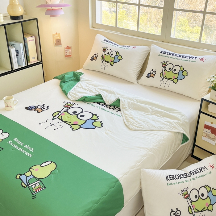 91家纺网 家纺一手货源 找家纺 花满路 2025新款儿童针织棉夏被-大床图 大眼蛙