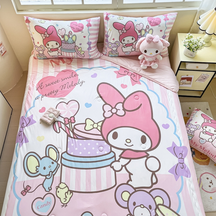 91家纺网 家纺一手货源 找家纺 花满路 2025新款儿童针织棉夏被-大床图 美乐蒂