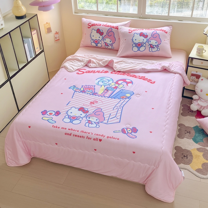 91家纺网 家纺一手货源 找家纺 花满路 2025新款儿童针织棉夏被-大床图 KT伙伴