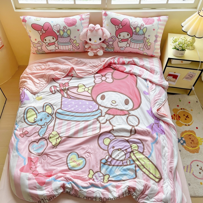 91家纺网 家纺一手货源 找家纺 花满路 2025新款儿童针织棉夏被-大床图 美乐蒂