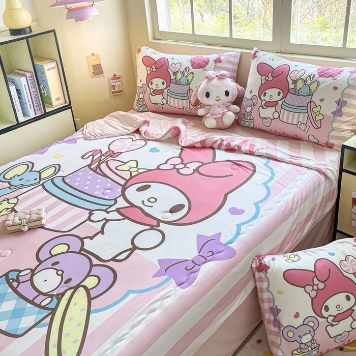 91家纺网 家纺一手货源 找家纺 花满路 2025新款儿童针织棉夏被-大床图 美乐蒂