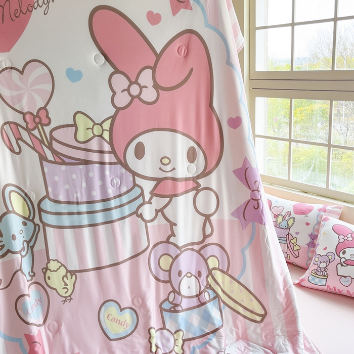 91家纺网 家纺一手货源 找家纺 花满路 2025新款儿童针织棉夏被-大床图 美乐蒂