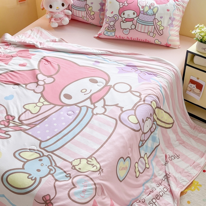 91家纺网 家纺一手货源 找家纺 花满路 2025新款儿童针织棉夏被-大床图 美乐蒂