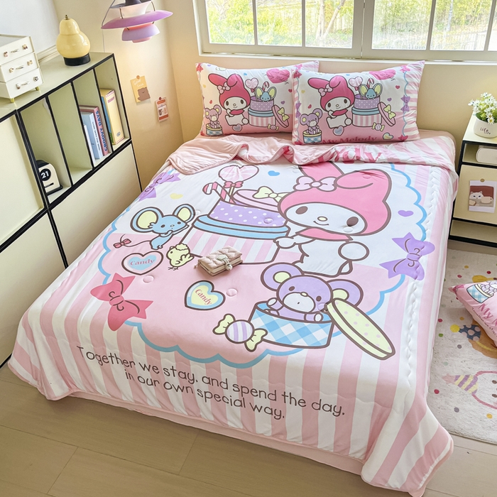 91家纺网 家纺一手货源 找家纺 花满路 2025新款儿童针织棉夏被-大床图 美乐蒂