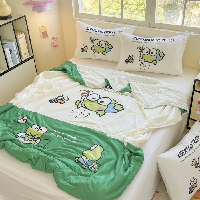 91家纺网 家纺一手货源 找家纺 花满路 2025新款儿童针织棉夏被-大床图 大眼蛙