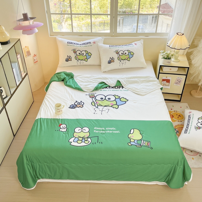 91家纺网 家纺一手货源 找家纺 花满路 2025新款儿童针织棉夏被-大床图 大眼蛙