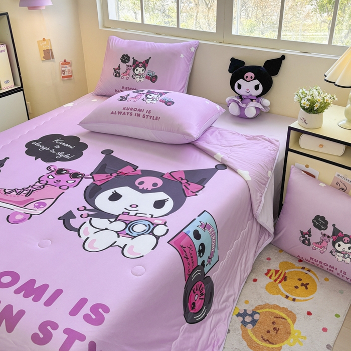 91家纺网 家纺一手货源 找家纺 花满路 2025新款儿童针织棉夏被-大床图 库洛米