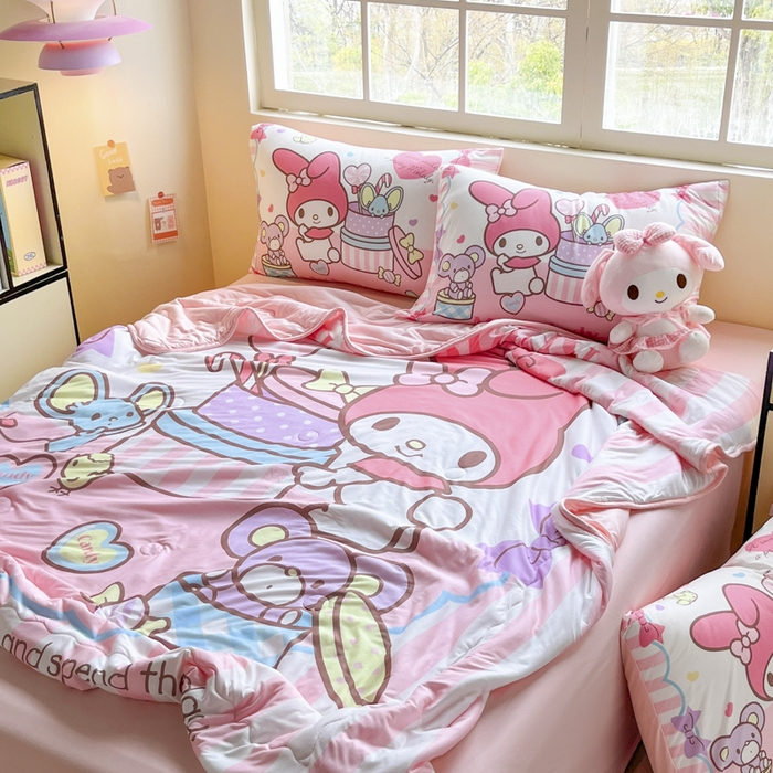 91家纺网 家纺一手货源 找家纺 花满路 2025新款儿童针织棉夏被-大床图 美乐蒂