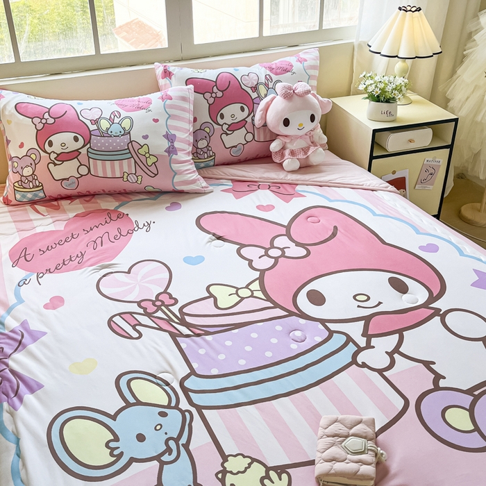 91家纺网 家纺一手货源 找家纺 花满路 2025新款儿童针织棉夏被-大床图 美乐蒂