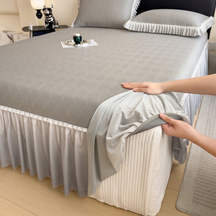 91家纺网 家纺一手货源 找家纺 （总）席世家 2025春夏新款430g凉感豆豆床裙席凉席席子-幻影系列