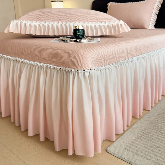 91家纺网 家纺一手货源 找家纺 席世家 2025春夏新款430g凉感豆豆床裙席凉席席子-幻影系列 幻影-蜜裸粉