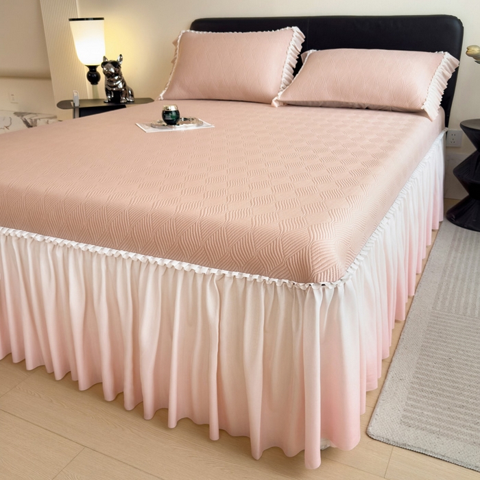 91家纺网 家纺一手货源 找家纺 席世家 2025春夏新款430g凉感豆豆床裙席凉席席子-幻影系列 幻影-蜜裸粉