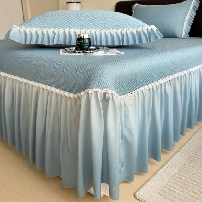 91家纺网 家纺一手货源 找家纺 席世家 2025春夏新款430g凉感豆豆床裙席凉席席子-幻影系列 幻影-星雾蓝