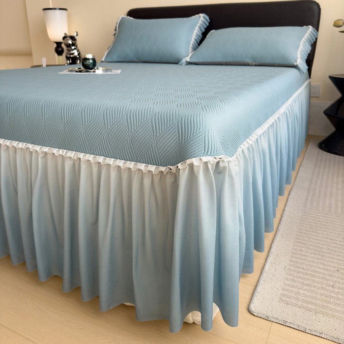 91家纺网 家纺一手货源 找家纺 席世家 2025春夏新款430g凉感豆豆床裙席凉席席子-幻影系列 幻影-星雾蓝