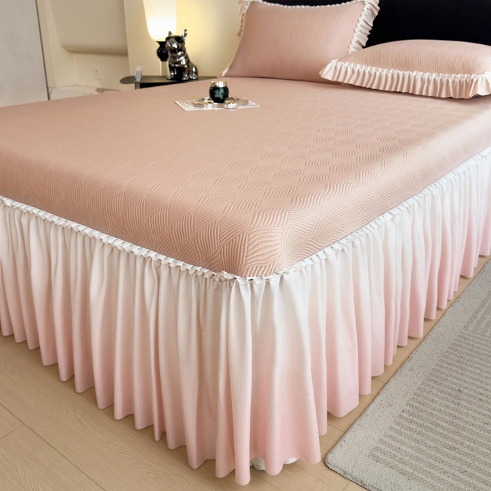 91家纺网 家纺一手货源 找家纺 席世家 2025春夏新款430g凉感豆豆床裙席凉席席子-幻影系列 幻影-蜜裸粉