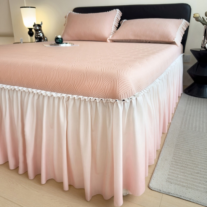 91家纺网 家纺一手货源 找家纺 席世家 2025春夏新款430g凉感豆豆床裙席凉席席子-幻影系列 幻影-蜜裸粉