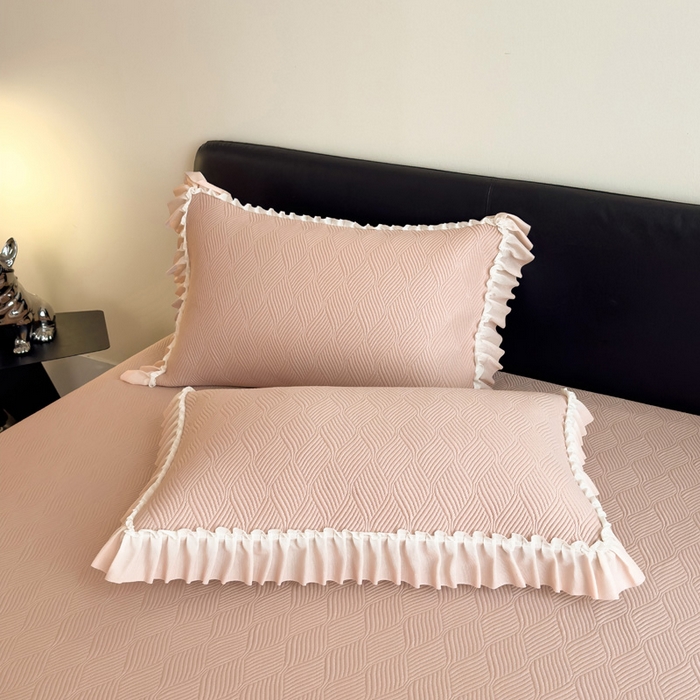 91家纺网 家纺一手货源 找家纺 席世家 2025春夏新款430g凉感豆豆床裙席凉席席子-幻影系列 幻影-蜜裸粉