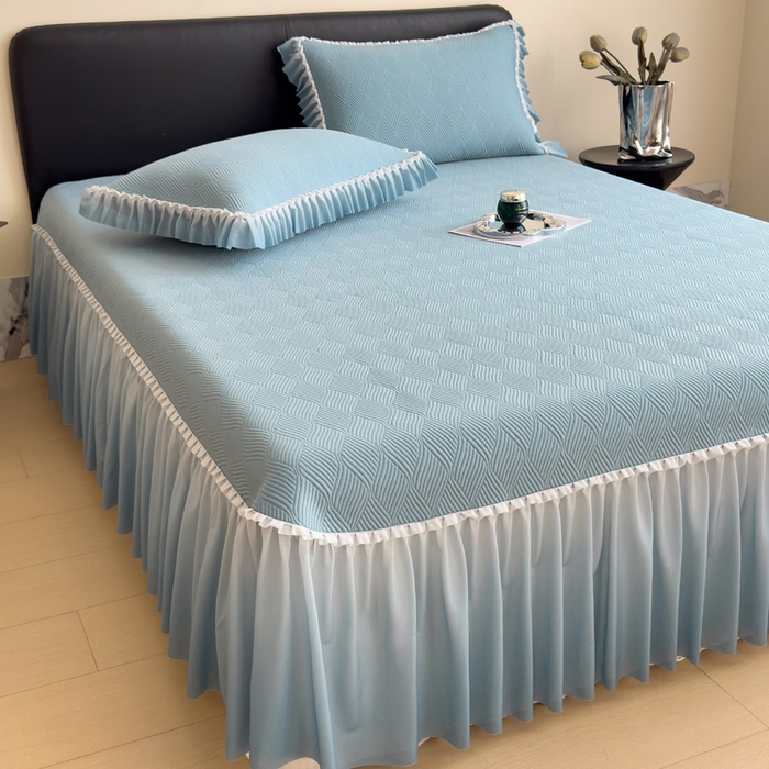 91家纺网 家纺一手货源 找家纺 席世家 2025春夏新款430g凉感豆豆床裙席凉席席子-幻影系列 幻影-星雾蓝