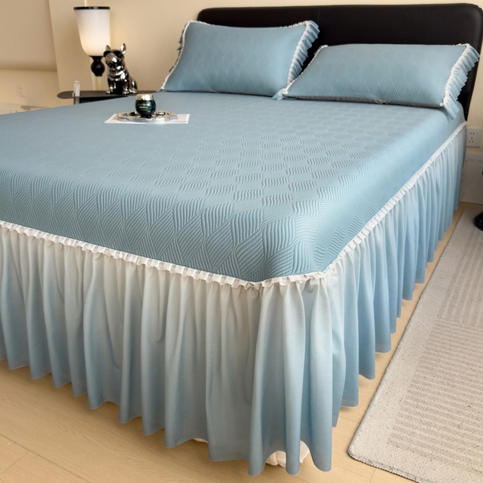 91家纺网 家纺一手货源 找家纺 席世家 2025春夏新款430g凉感豆豆床裙席凉席席子-幻影系列 幻影-星雾蓝