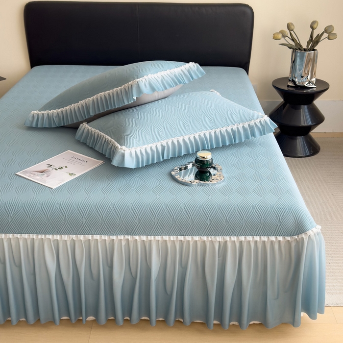 91家纺网 家纺一手货源 找家纺 席世家 2025春夏新款430g凉感豆豆床裙席凉席席子-幻影系列 幻影-星雾蓝