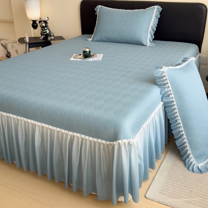 91家纺网 家纺一手货源 找家纺 席世家 2025春夏新款430g凉感豆豆床裙席凉席席子-幻影系列 幻影-星雾蓝