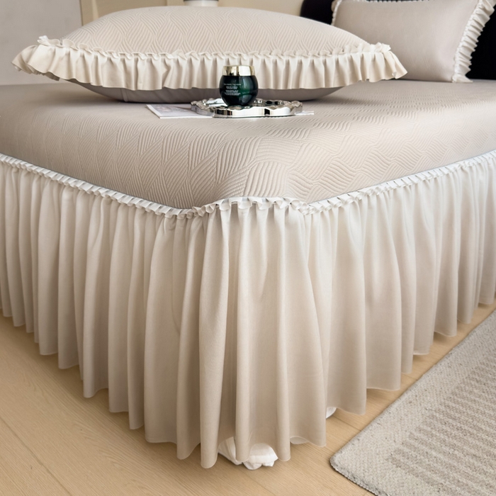 91家纺网 家纺一手货源 找家纺 席世家 2025春夏新款430g凉感豆豆床裙席凉席席子-幻影系列 幻影-米灰