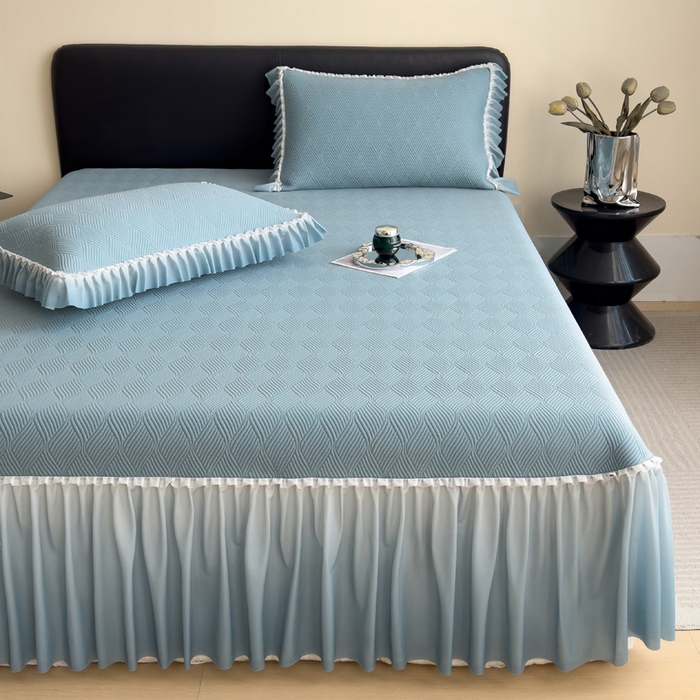 91家纺网 家纺一手货源 找家纺 席世家 2025春夏新款430g凉感豆豆床裙席凉席席子-幻影系列 幻影-星雾蓝