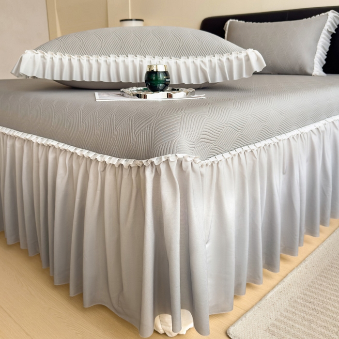 91家纺网 家纺一手货源 找家纺 席世家 2025春夏新款430g凉感豆豆床裙席凉席席子-幻影系列 幻影-松灰