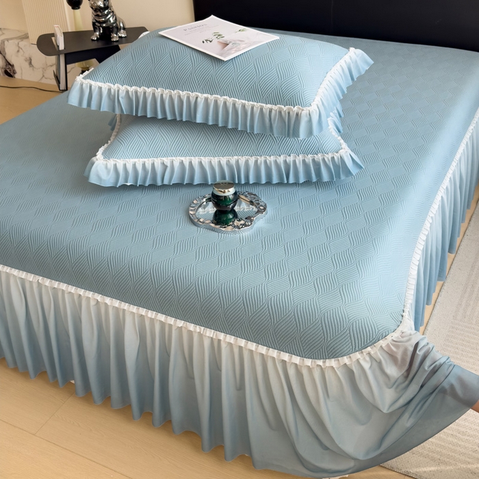 91家纺网 家纺一手货源 找家纺 席世家 2025春夏新款430g凉感豆豆床裙席凉席席子-幻影系列 幻影-星雾蓝