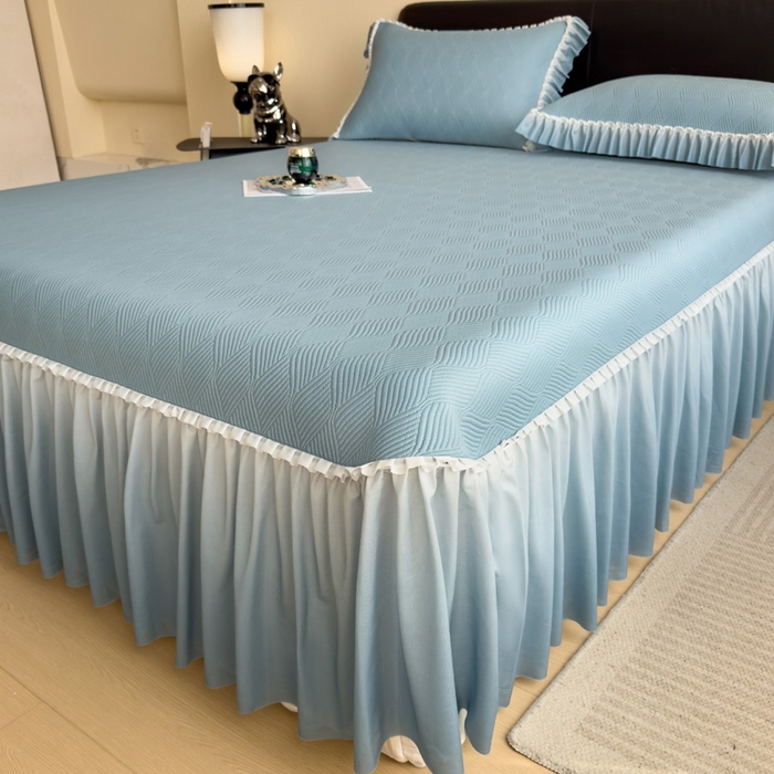 91家纺网 家纺一手货源 找家纺 席世家 2025春夏新款430g凉感豆豆床裙席凉席席子-幻影系列 幻影-星雾蓝