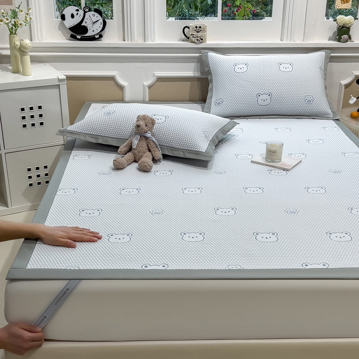 91家纺网 家纺一手货源 找家纺 （总）席世家 2025春夏新款冰豆豆花卉卡通凉席席子