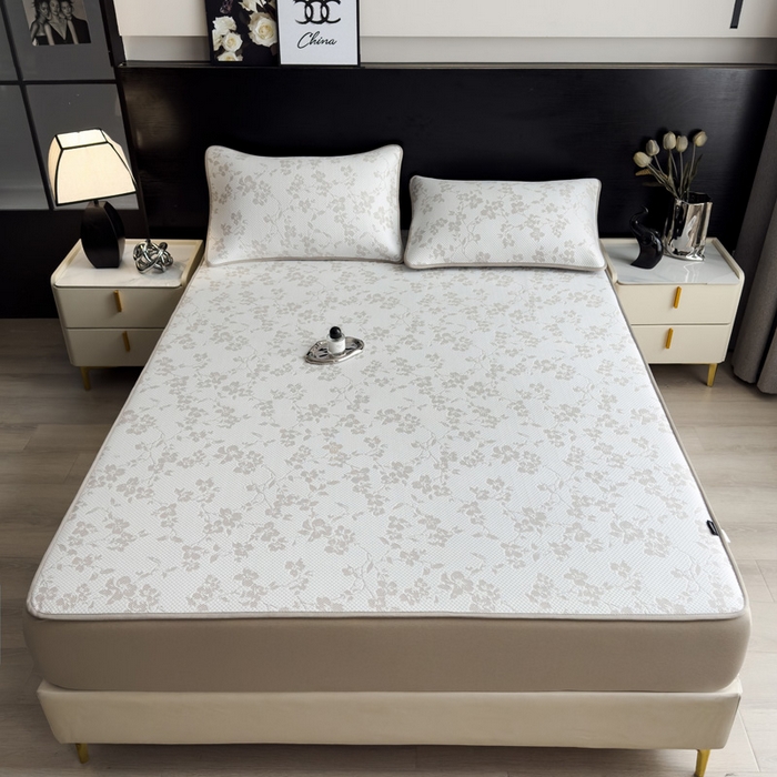 91家纺网 家纺一手货源 找家纺 席世家 2025春夏新款冰豆豆花卉卡通凉席席子 床席款-花漾