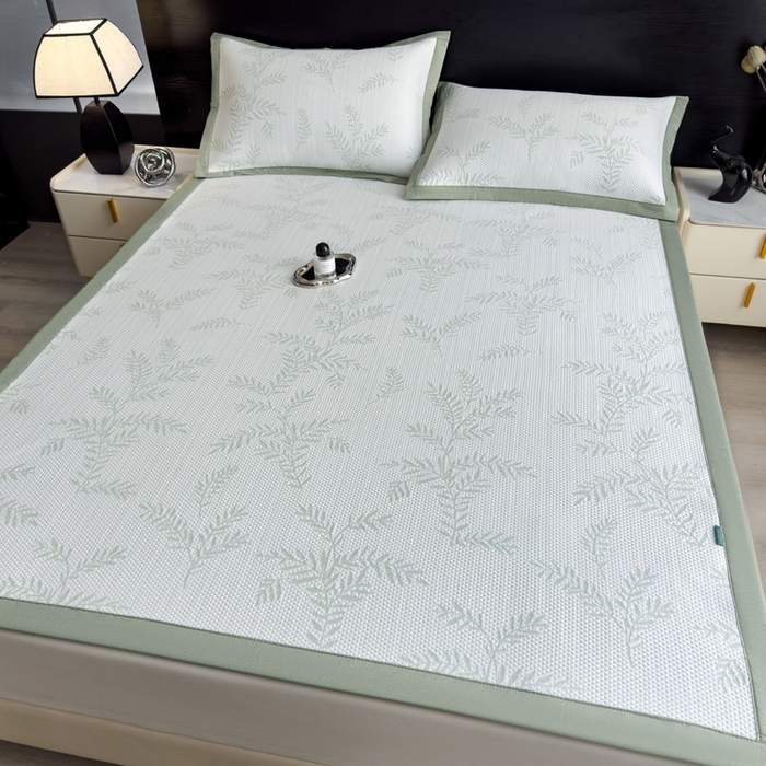 91家纺网 家纺一手货源 找家纺 席世家 2025春夏新款冰豆豆花卉卡通凉席席子 床席款-绿意