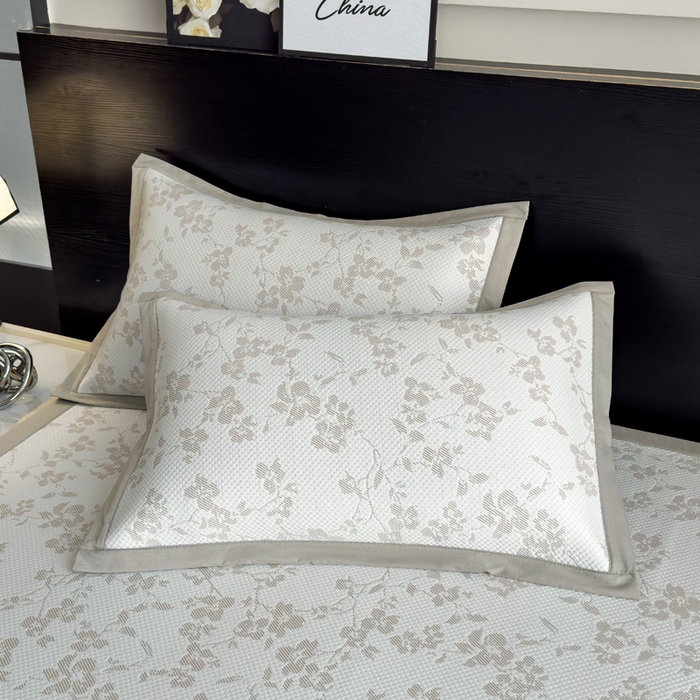 91家纺网 家纺一手货源 找家纺 席世家 2025春夏新款冰豆豆花卉卡通凉席席子 床笠款-花漾